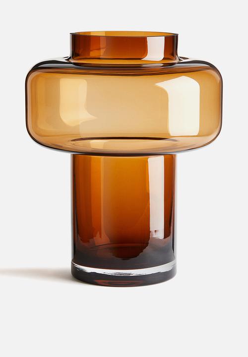 H&M - Tall tiered glass vase - amber-coloured 