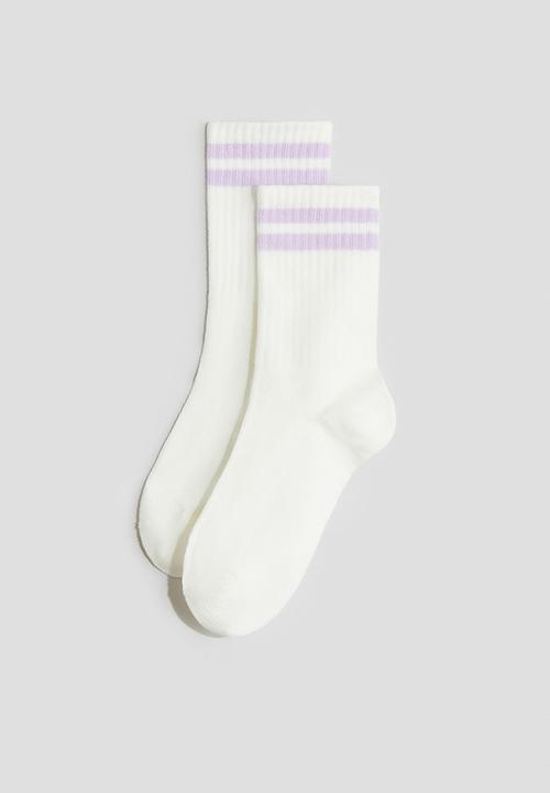 H&M - 5-pack socks - purple/white