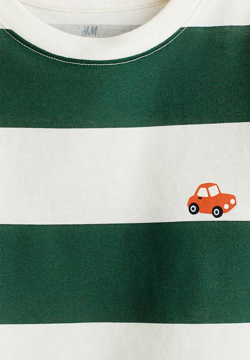 H&M - Printed t-shirt - green & white striped