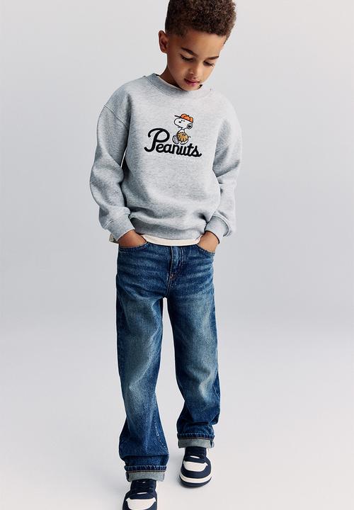 H&M - Oversized printed sweatshirt - light grey marl snoopy