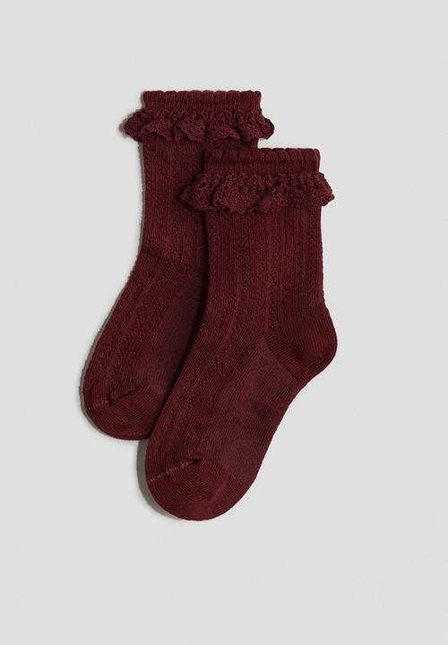 H&M - 4-Pack socks - dark red/beige