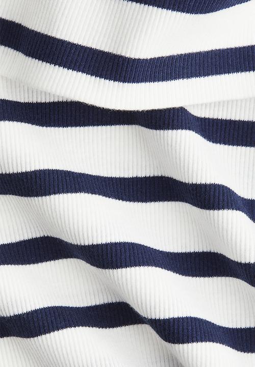 H&M - Ribbed off-the-shoulder top - white/striped