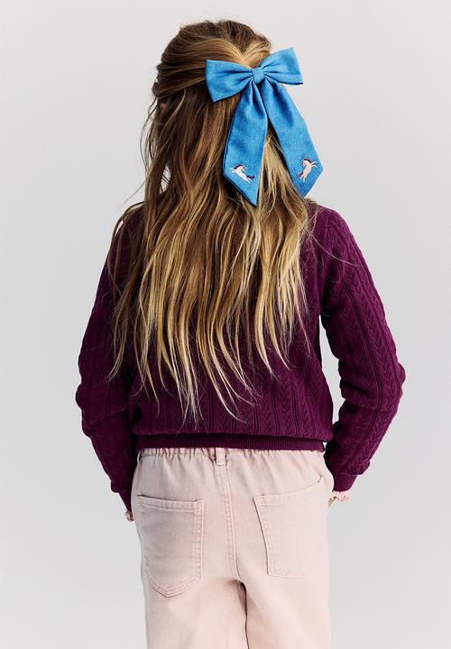 H&M - Pointelle-knit cotton cardigan - plum red 