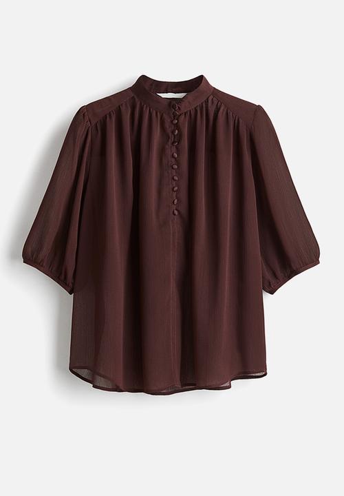 H&M - Crinkled blouse - burgundy
