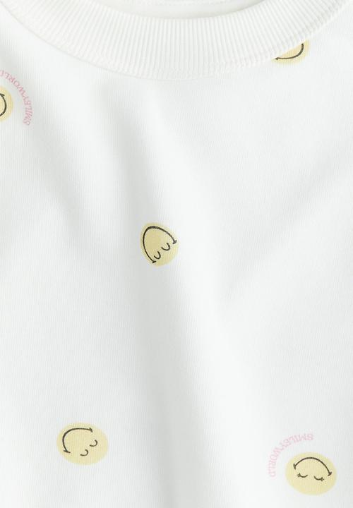 H&M - Printed T-shirt - white/smileyworld 