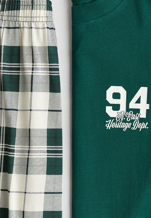 H&M - Cotton jersey pyjamas - green/checked