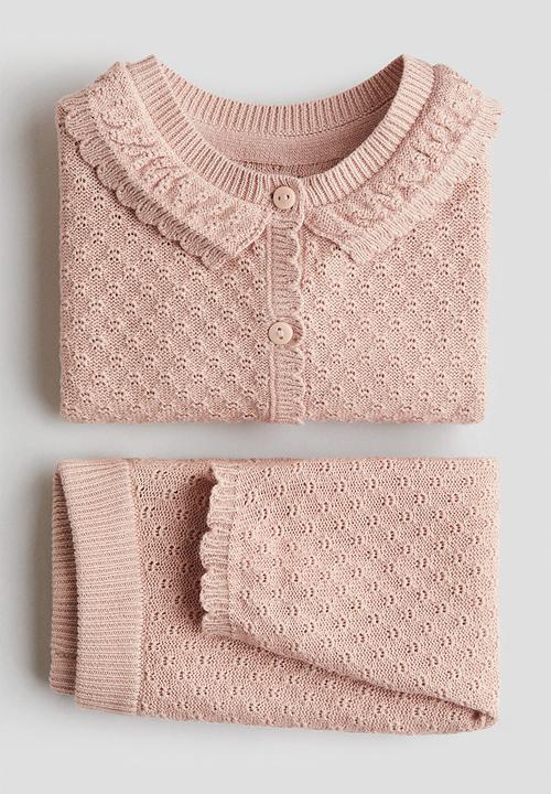 H&M - 2-piece pointelle-knit cotton set - pink