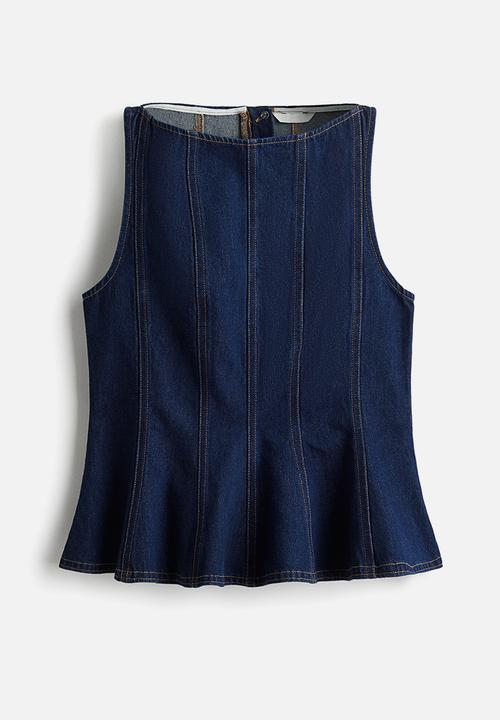 H&M - Denim peplum top - dark denim blue
