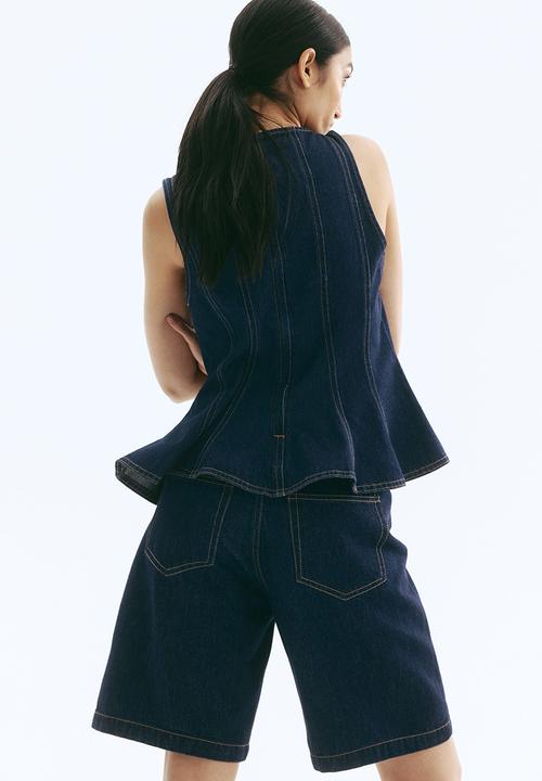 H&M - Denim peplum top - dark denim blue