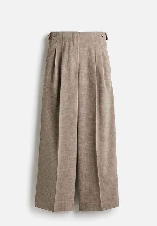 H&M - Wide tailored trousers - beige marl