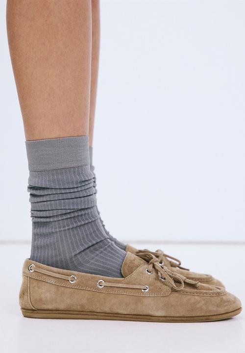 MANGO - Eris suede boat shoe - light pastel brown