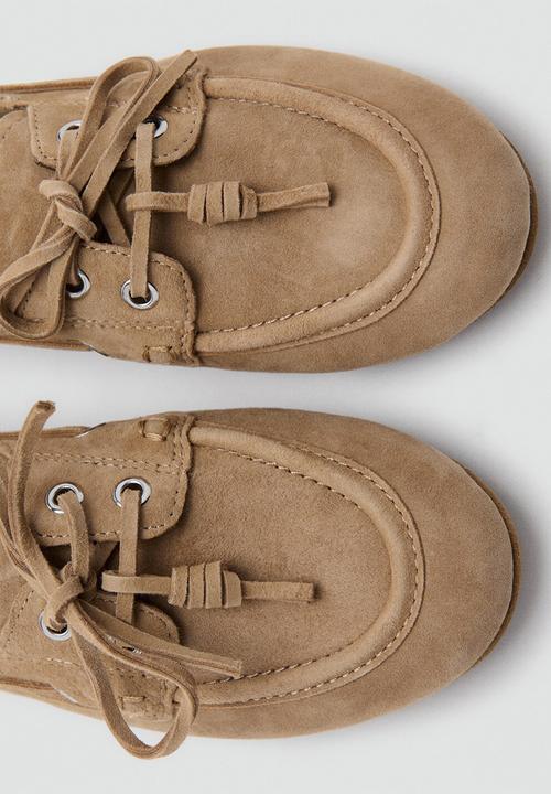 MANGO - Eris suede boat shoe - light pastel brown
