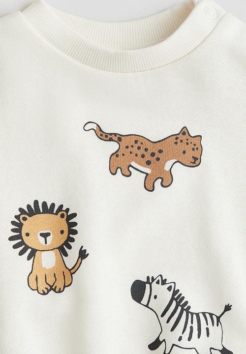 H&M - Printed sweatshirt - white wild animals