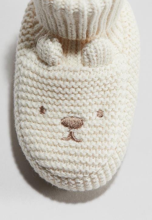 H&M - Cotton-knit booties - cream