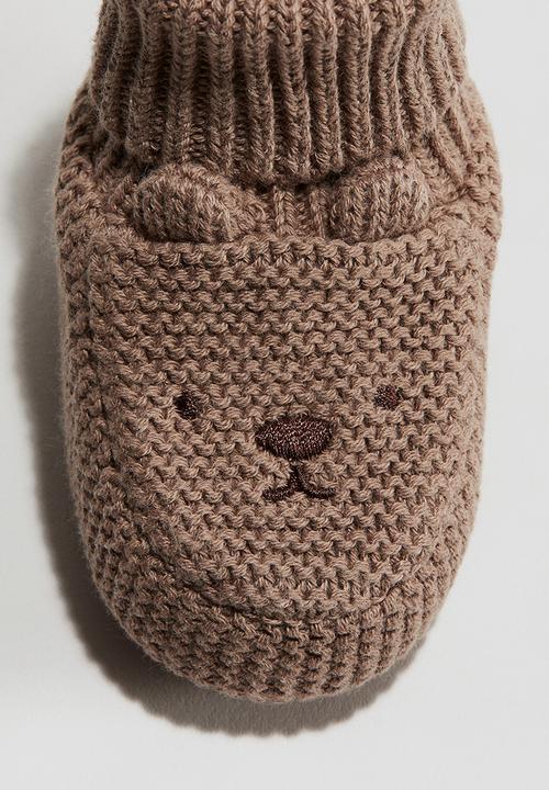 H&M - Cotton-knit booties - light brown