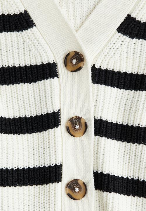 H&M - Rib-knit cardigan - white & black striped