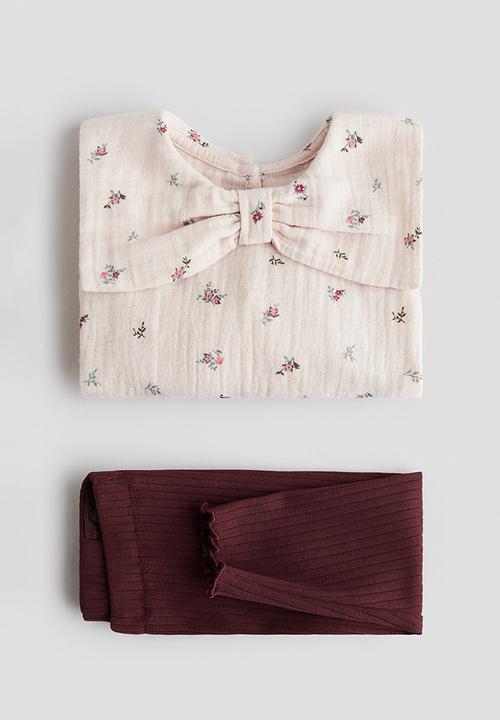 H&M - 2-Piece blouse and leggings set - light pink floral