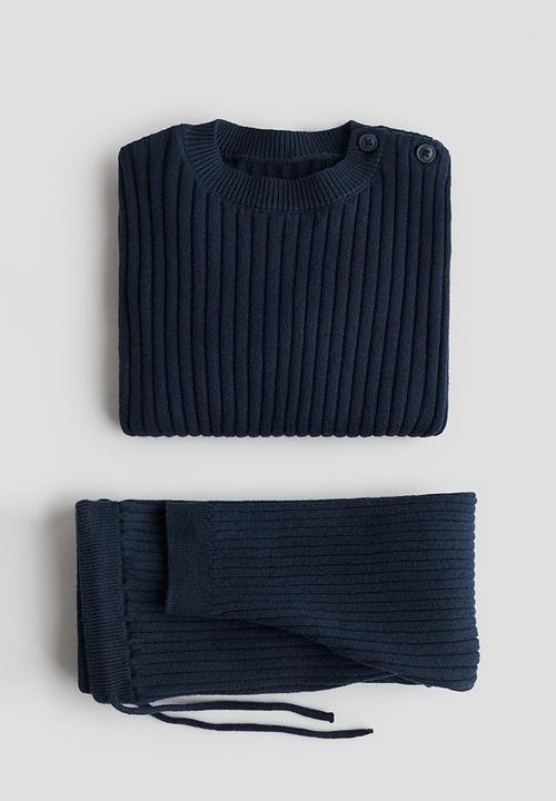H&M - 2-Piece rib-knit cotton set - navy blue