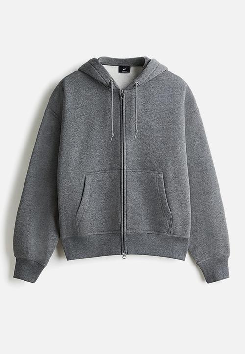 Oversized fit zip-through hoodie - grey melange - 1240531012