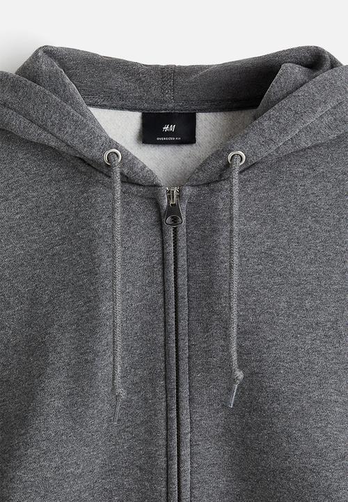 H&M - Oversized fit zip-through hoodie - grey
