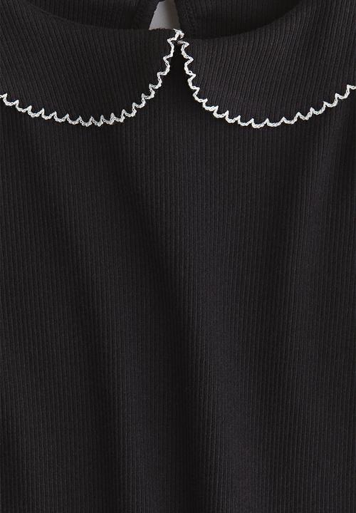 H&M - Collared jersey top - black