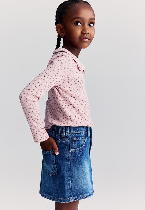 H&M - Collared jersey top - pink floral