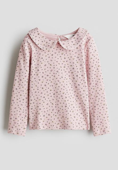 H&M - Collared jersey top - pink floral