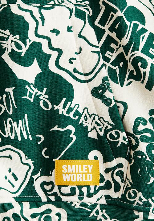 H&M - Printed hoodie - dark green smileyworld®