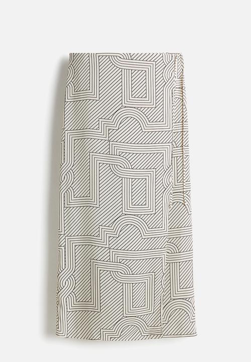 H&M - Printed wrap skirt - cream/patterned