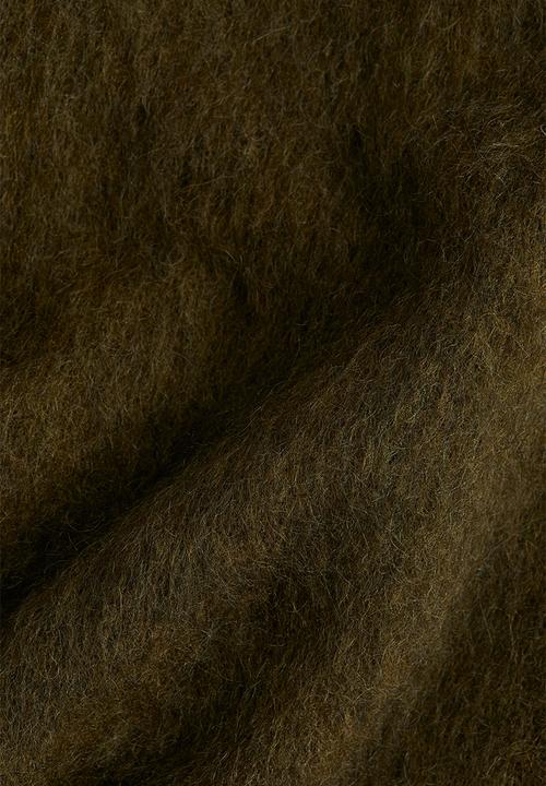 H&M - Mohair-blend scarf-collar top - dark khaki green