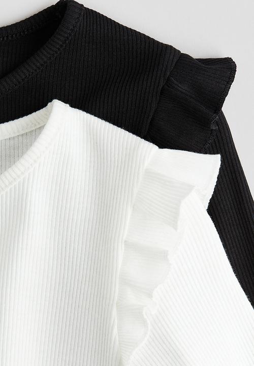 H&M - 2-Pack ribbed cotton tops - white & black