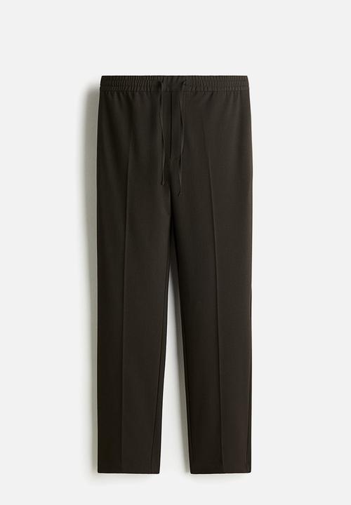 H&M - Slim fit tailored joggers - dark khaki green
