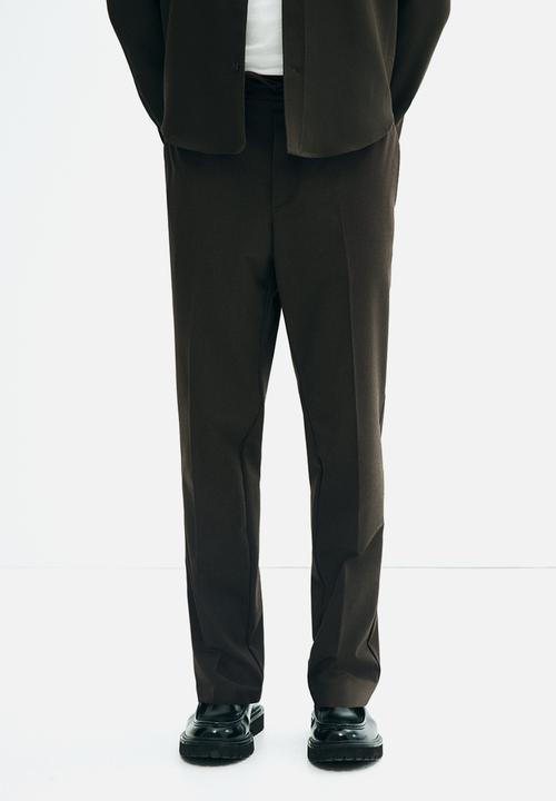 H&M - Slim fit tailored joggers - dark khaki green