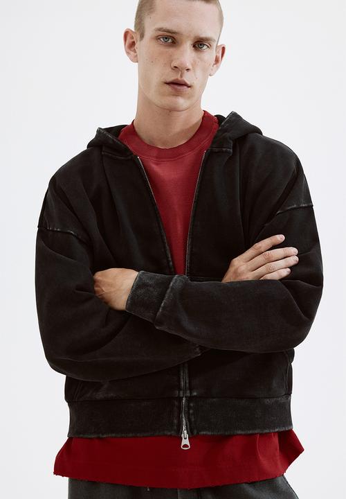 H&M - Oversized fit zip-through hoodie - black