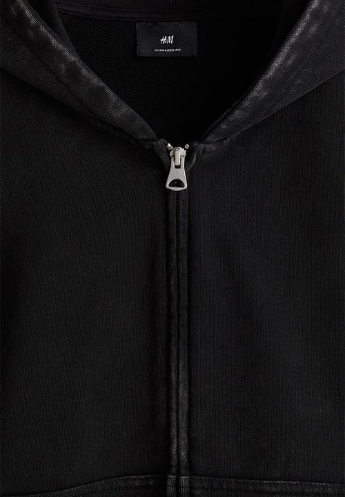 H&M - Oversized fit zip-through hoodie - black