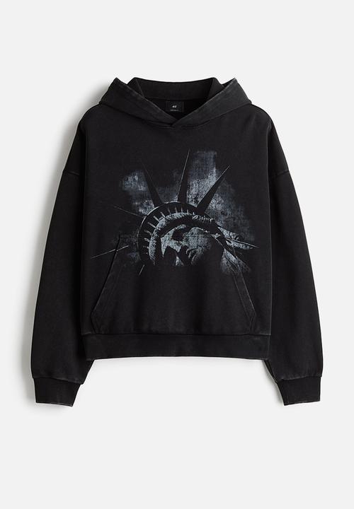 H&M - Oversized fit printed hoodie - black statue of liberty