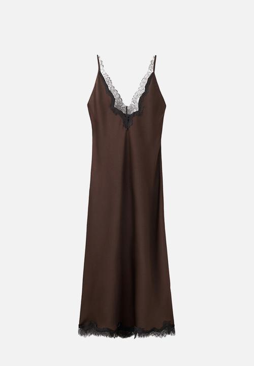 MANGO - Dress silver - brown