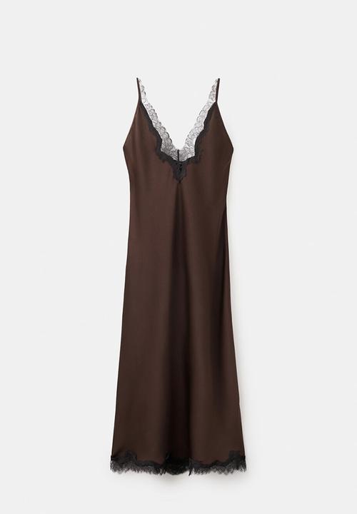 MANGO - Dress silver - brown