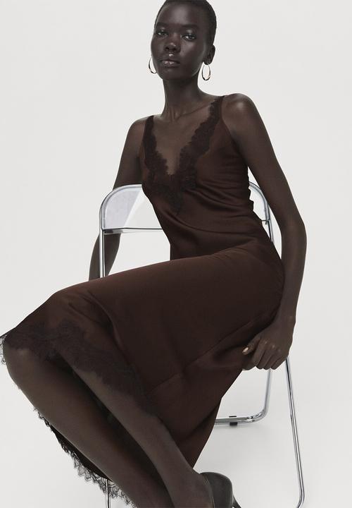 MANGO - Dress silver - brown