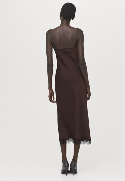 MANGO - Dress silver - brown