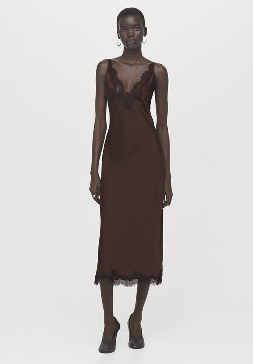 MANGO - Dress silver - brown
