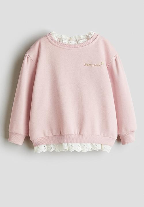 H&M - Frill-trimmed sweatshirt - light pink & white