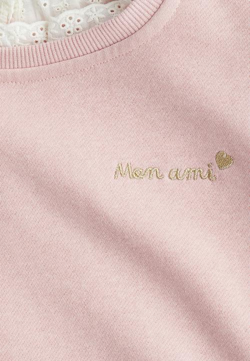 H&M - Frill-trimmed sweatshirt - light pink & white