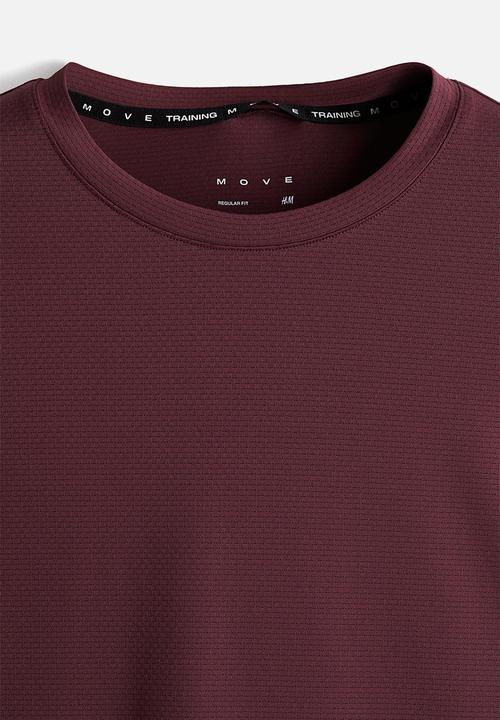 H&M - Long-sleeved sports top with drymove™ - light burgundy