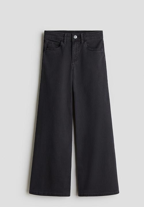 H&M - Wide leg twill trousers - denim black