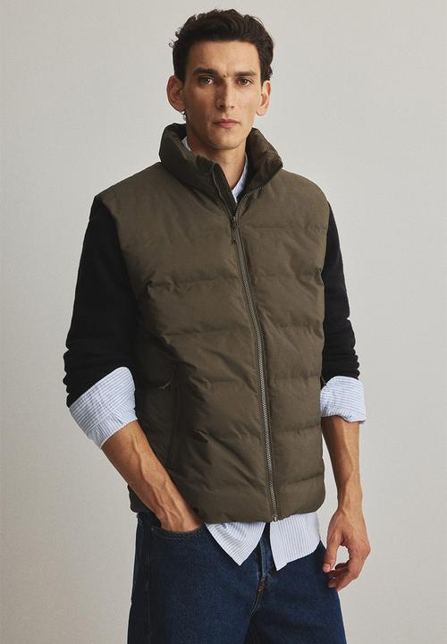 H&M - Padded gilet - dark khaki green 