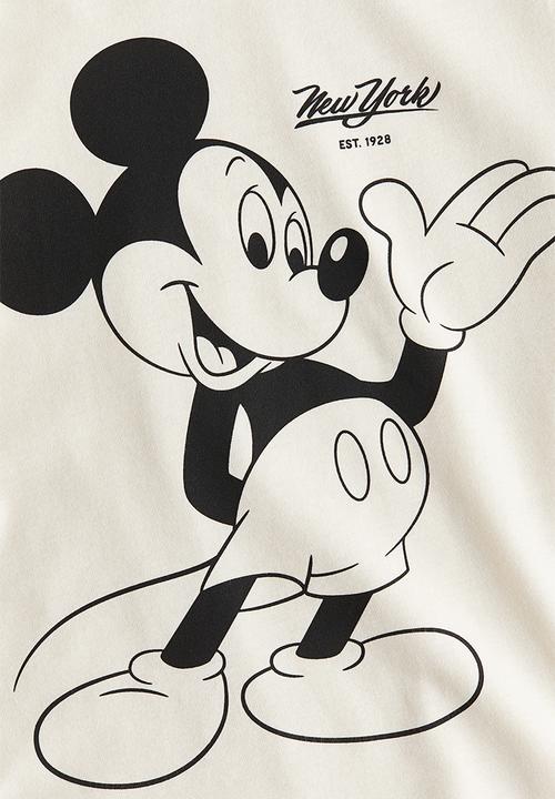 H&M - Printed T-shirt - cream mickey mouse 