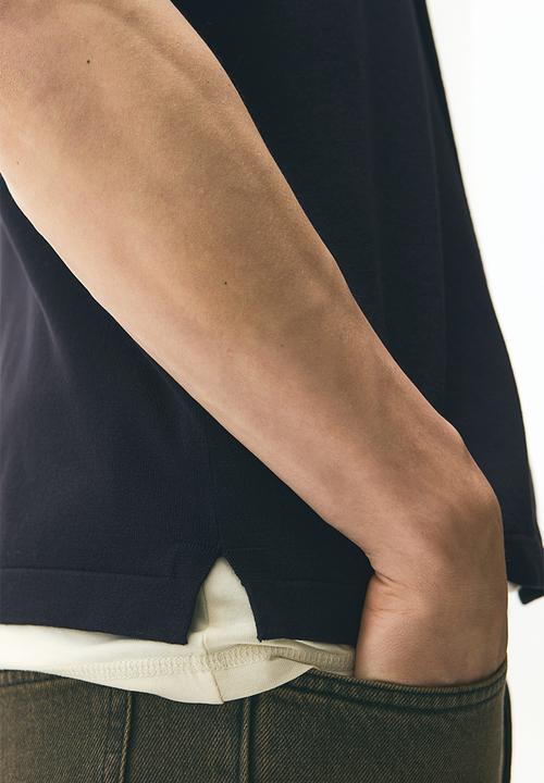 H&M - Regular fit knitted short-sleeved shirt - navy blue 