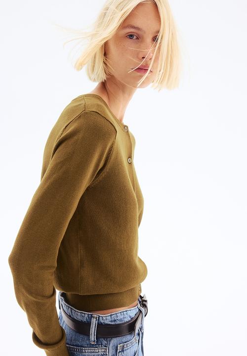 H&M - Fine-knit cardigan - olive green 
