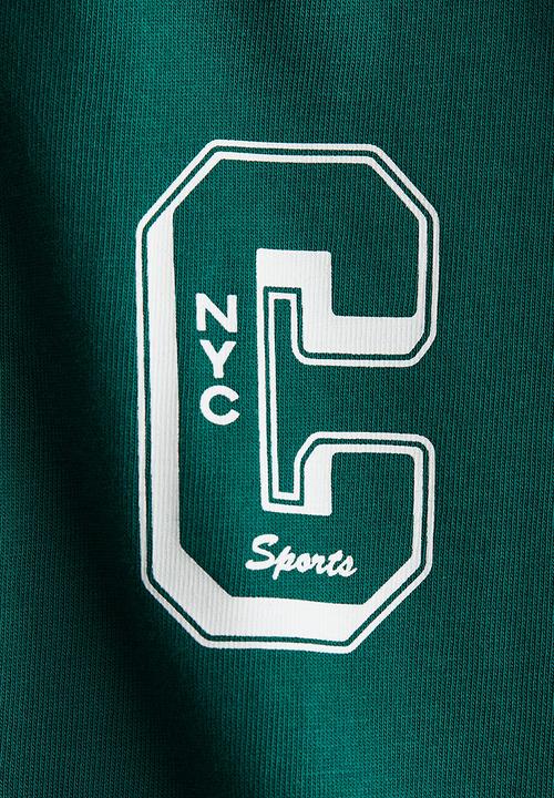 H&M - Motif-detail polo shirt - green/nyc